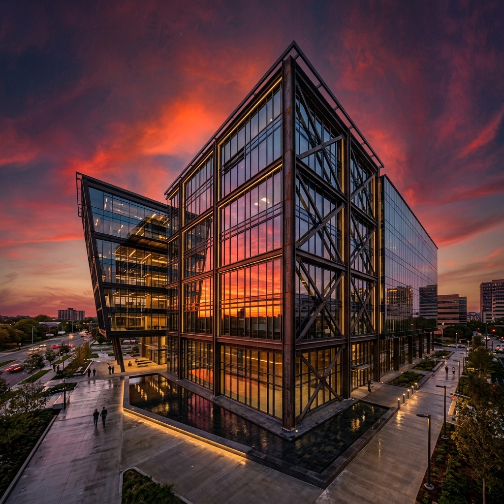 Premium aluminium and steel facade